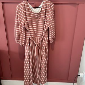 Pink stripped dress.
